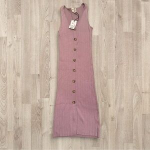 Hippie Rose Mauve Button-Front Midi Dress